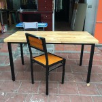 Ra mắt sản phẩm mới bộ bàn ghế khung sắt mặt gỗ đơn giản giá rẻ