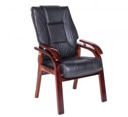 Ghế ngồi phòng họp khung chân gỗ đệm bọc da the one GH06 Da