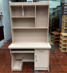 Bàn học liền giá sách BLG 10 - kẻ trắng