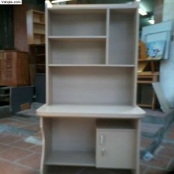 Bàn làm việc liền giá sách BLG08 - Màu kẻ trắng