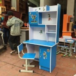 Bàn học liền giá sách BLG10Min màu xanh dương + ghế ngồi