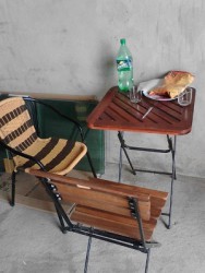 Bàn cafe gỗ tự nhiên chân gấp BCF99