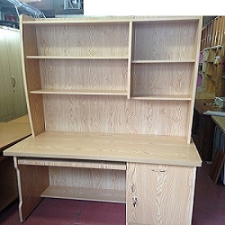 Bàn học gỗ công nghiệp liền giá sách BLG10 sồi dài 1 mét