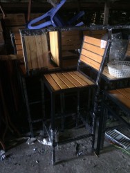 Ghế tựa khung sắt cao nan gỗ tự nhiên GT98C