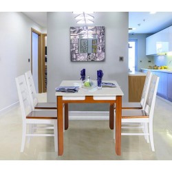 Bàn ghế ăn bằng gỗ 4 ghế HGB64B + 4HGG64