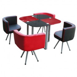 Bàn ghế quán cafe chân thép mặt kính B38+4G38