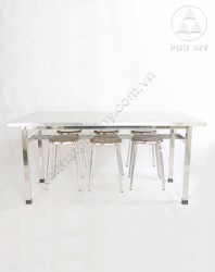 Bộ bàn ghế ăn inox 6 ghế đôn treo BT16