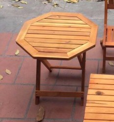 Bàn cafe đẹp mặt lục giác chân gấp gỗ BCFG03