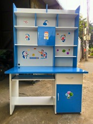 Bàn học sinh liền giá sách bằng nhựa màu xanh BLG12NX