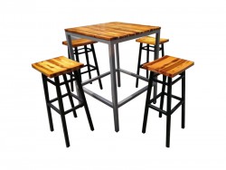 Mẫu bàn ghế quán cafe chân sắt cao BGCF02