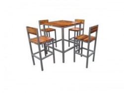 Bàn ghế sắt cafe mặt gỗ BGCF04