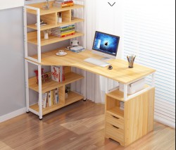 Bàn học kết hợp giá sách khung sắt mặt gỗ BSK09