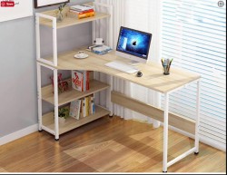 Bàn học liền giá sách khung sắt mặt gỗ BSK10