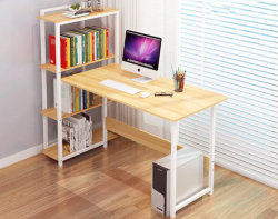 Bàn học chân sắt mặt gỗ có giá sách BSK12