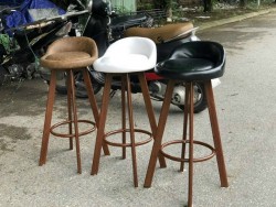 Ghế đệm PVC cafe giá rẻ chân gỗ GCF06