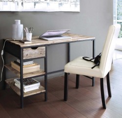 Bàn làm việc đơn giản chân sắt mặt gỗ BSK02