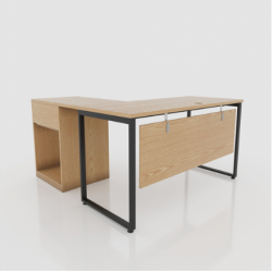 Bàn làm việc chữ L chân sắt mặt gỗ BCL03