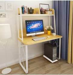 Bàn học khung sắt mặt gỗ liền kệ sách BSK30