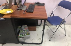 Bàn máy tính khung sắt mặt gỗ BCS120