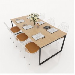 Bàn họp văn phòng chân sắt mặt gỗ BH01