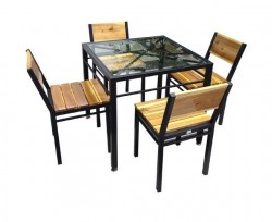 Bộ bàn ghế quán cafe khung sắt BQA03
