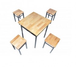 Bộ bàn ghế cafe chân sắt mặt gỗ BQA20