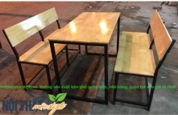 Bàn quán ăn ghế băng dài BQA22