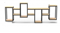 Kệ sách khung sắt đợt gỗ treo tường hình ziczac KGS21