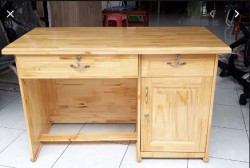Bàn làm việc gỗ thông ghép có hộc tủ BGT03