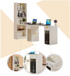 Bàn học đôi cho bé liền giá sách BGK26