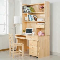 Bàn học gỗ tự nhiên cho bé có kệ sách BGK27  ( Chưa có ghế )
