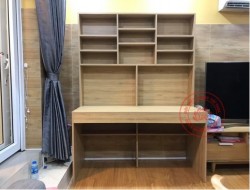 Bàn học gỗ 2 chỗ ngồi liền giá sách BGK32