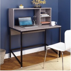 Bàn học chân sắt mặt gỗ liền giá sách BSK40