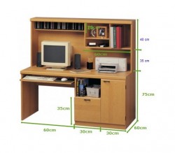 Bàn gỗ có tủ sách và kệ sách liền bàn BGK18