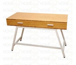 Bàn học 2 ngăn kéo chân sắt  mặt gỗ cao su  BNK02