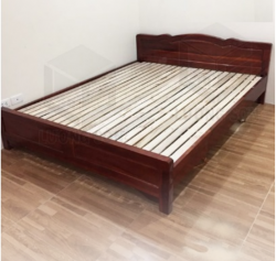 Mẫu giường ngủ gỗ tự nhiên đẹp đơn giản giá rẻ bằng gỗ keo GNK14