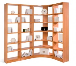 Mẫu kệ để sách gỗ trang trí lượn góc chữ L KSG16