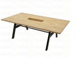 Bàn họp văn phòng mặt gỗ tự nhiên chân sắt BH06