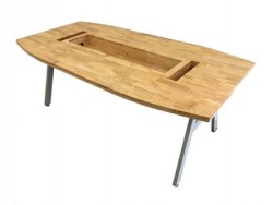 Bàn họp văn phong gỗ tự nhiên hình ovan BH07