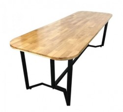 Bàn họp văn phòng khung chân sắt mặt gỗ tự nhiên BH08