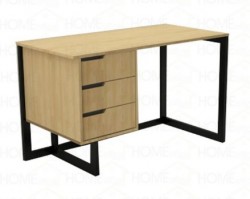Bàn làm việc gỗ tự nhiên có tủ liền chân sắt BNK15