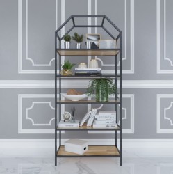 Kệ sắt trang trí gỗ tự nhiên hiên đại 5 tầng KGS40