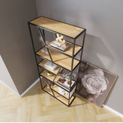 Kệ sách khung sắt đợt gỗ tự nhiên gọn nhẹ KGS32