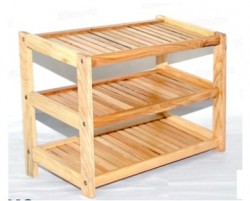 Kệ gỗ tự nhiên 3 tầng để giày dép rộng 64cm K364