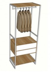 Kệ sắt đợt gỗ cao su treo quần áo TQA26