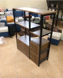 Kệ sắt liền tủ gỗ công nghiệp phòng bếp KVS32