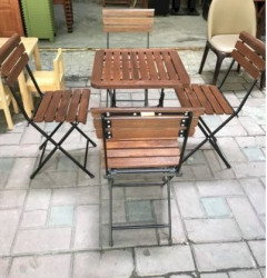 Bàn gấp Fansipan mặt nan gỗ có khe BCF98 (CHƯA GHẾ)