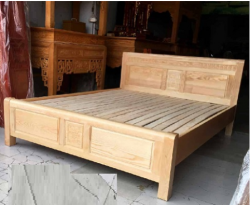 mẫu giường gỗ sồi tự nhiên đẹp đơn giản giá rẻ cho phòng ngủ gia đình SOI1