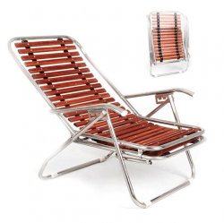 Ghế nằm thư giãn khung inox nan gỗ Xuân Hòa GNI-07-00