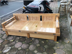 Giường gấp gọn thành ghế có ngăn kéo bằng gỗ sồi trắng giá rẻ GK03